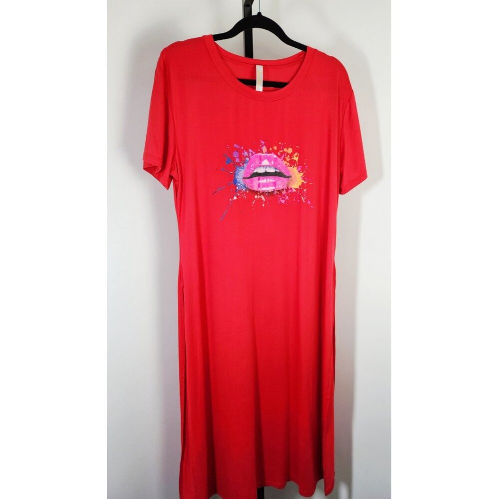 Love Nation Plus Size Tunic Graphic Tee - Red - Size 3XL